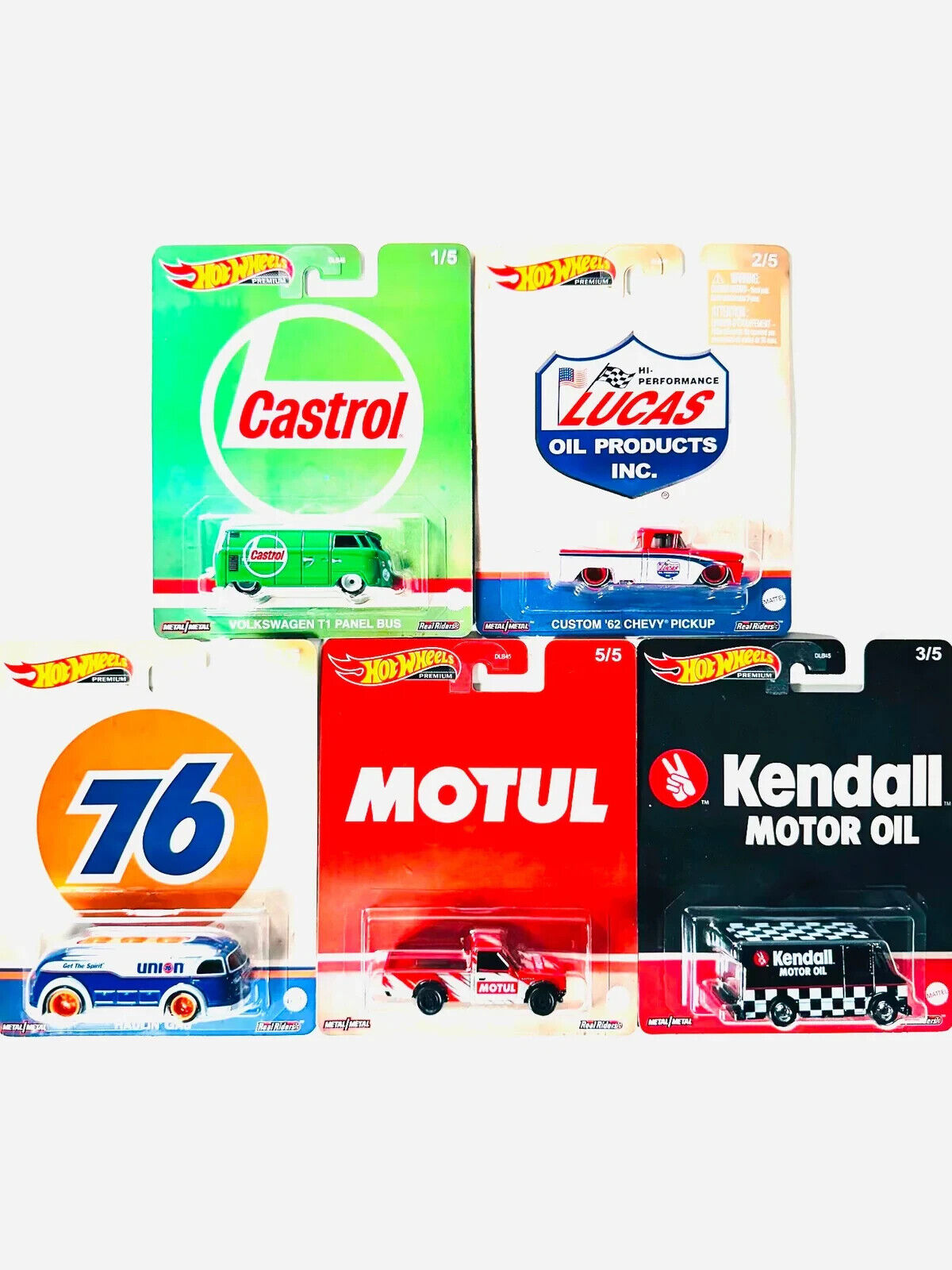 2023 Hot Wheels Pop Culture Vintage Oil Full Set of 5 Cars (Datsun/T1/Chevy)