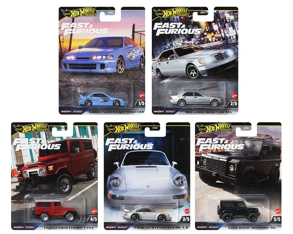 2024 Hot Wheels Premium Fast & Furious Full Set of 5 Mix 3 (Porsche/Integra/500)