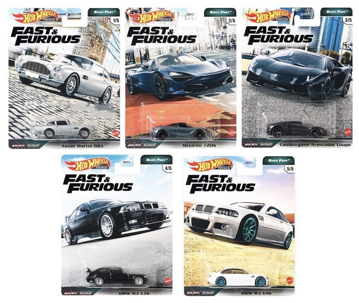 2021 Hot Wheels Premium Fast & Furious Euro Fast Full Set of 5 Cars