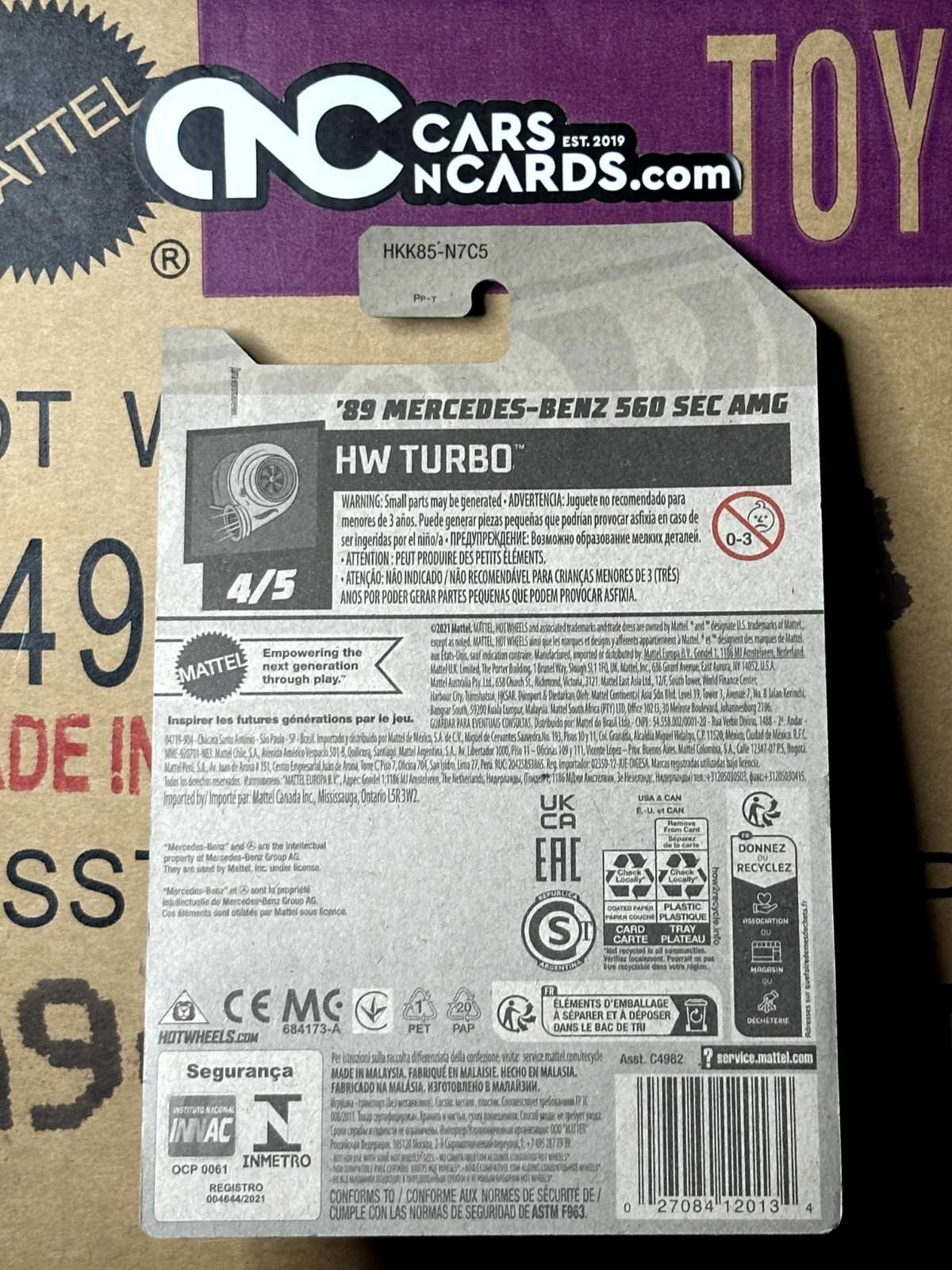 2023 Hot Wheels HW Turbo 4/5 '89 Mercedes-Benz 560 SEC AMG Gray (Card Crease)