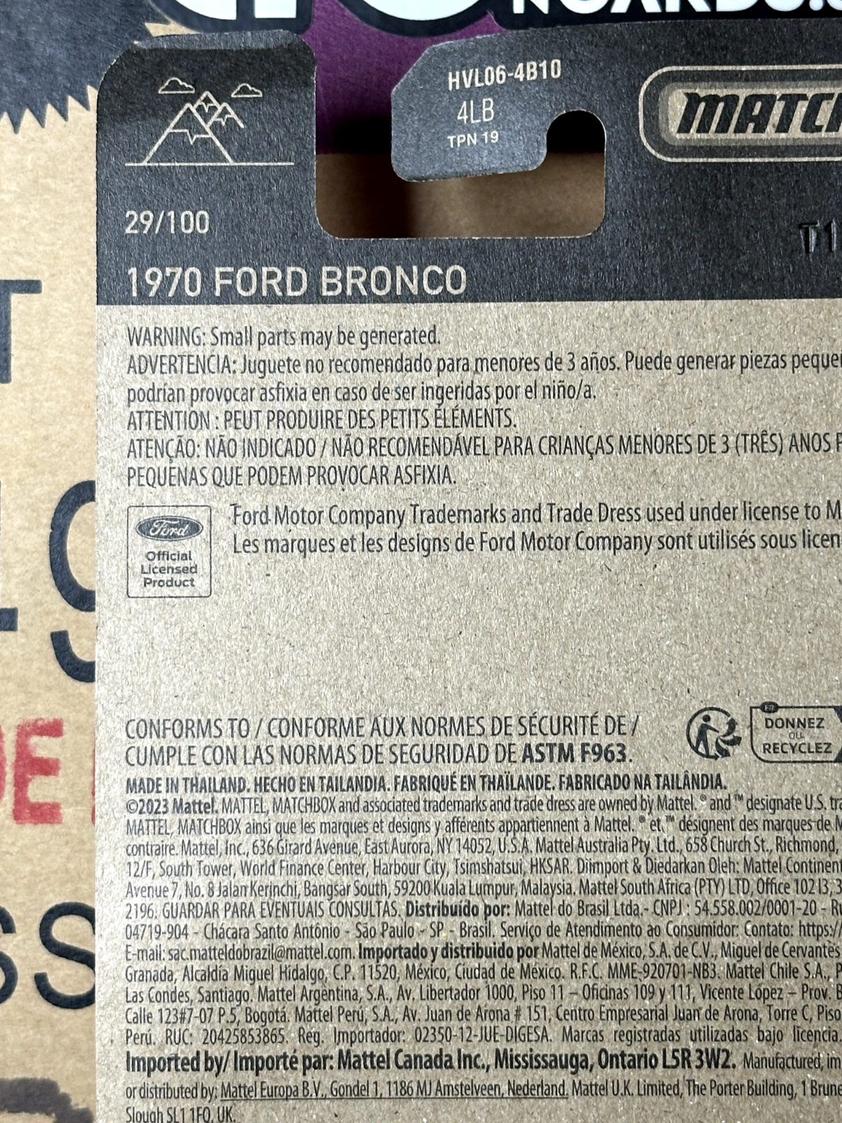 2024 Matchbox 1970 Ford Bronco 29/100 (Small Card Crease)