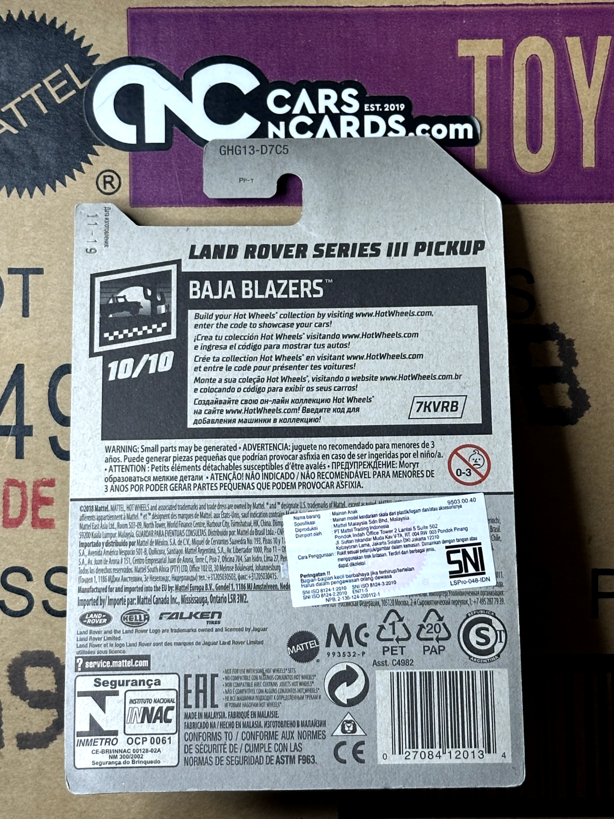 2020 Hot Wheels Baja Blazers 10/10 Land Rover Series III Pickup (Soft Corners)