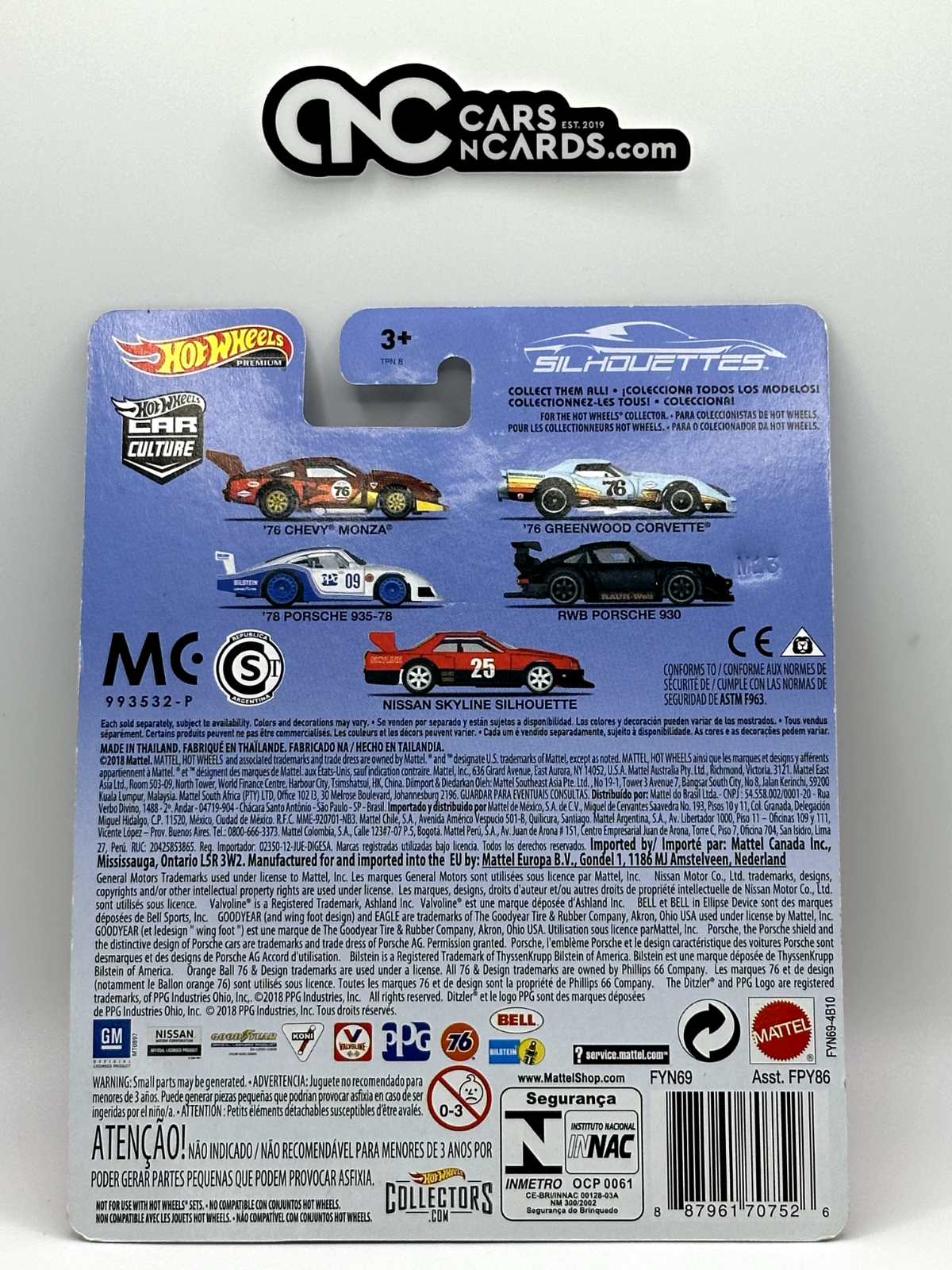 2019 Hot Wheels Premium Car Culture Silhouettes 1/5 '76 Chevy Monza