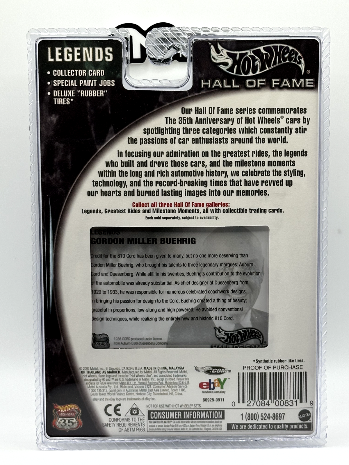 2003 Hot Wheels Hall of Fame Legends 810 Cord Gordon Miller Buehrig