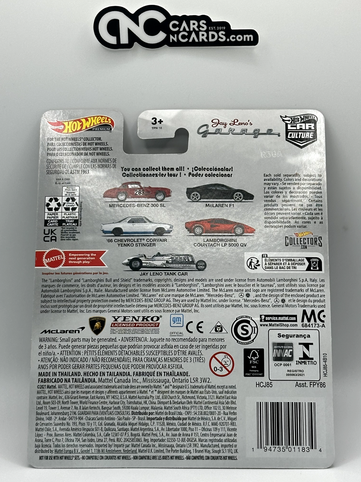 2022 Hot Wheels Premium Jay Leno's Garage Jay Leno Tank Car