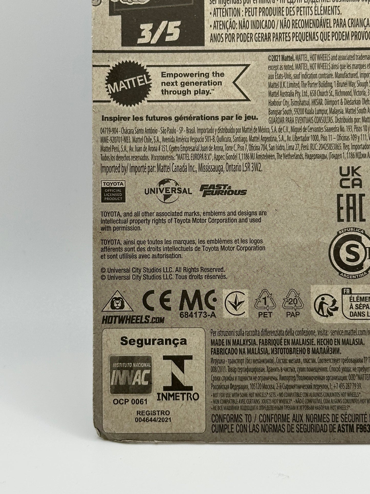 2023 Hot Wheels Tooned #3/5 '94 Toyota Supra Fast & Furious (Bent Corner)