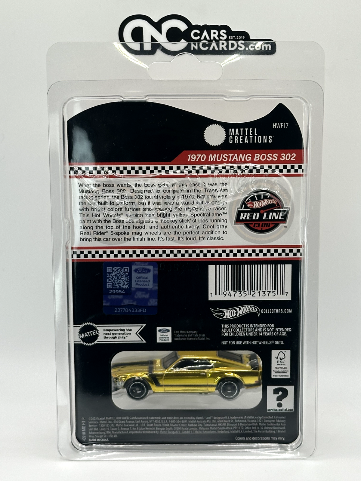 2024 Hot Wheels RLC 1970 Ford Mustang Boss 302 Gold With Protector