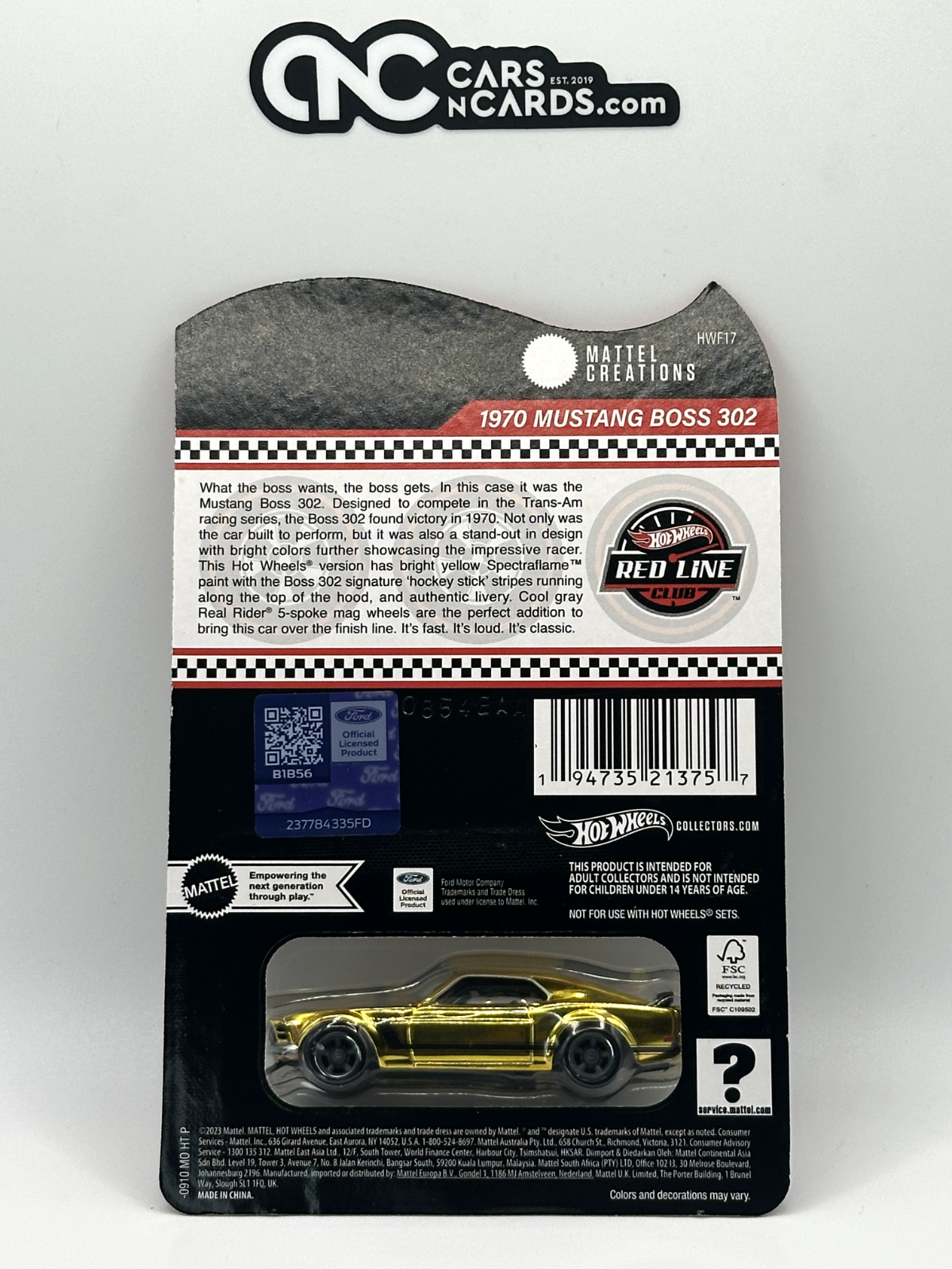 2024 Hot Wheels RLC 1970 Ford Mustang Boss 302 Gold With Protector