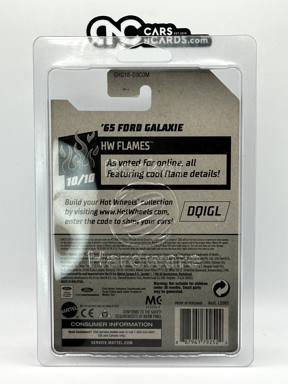 2020 Hot Wheels Super Treasure Hunt HW Flames '65 Ford Galaxie With Protector