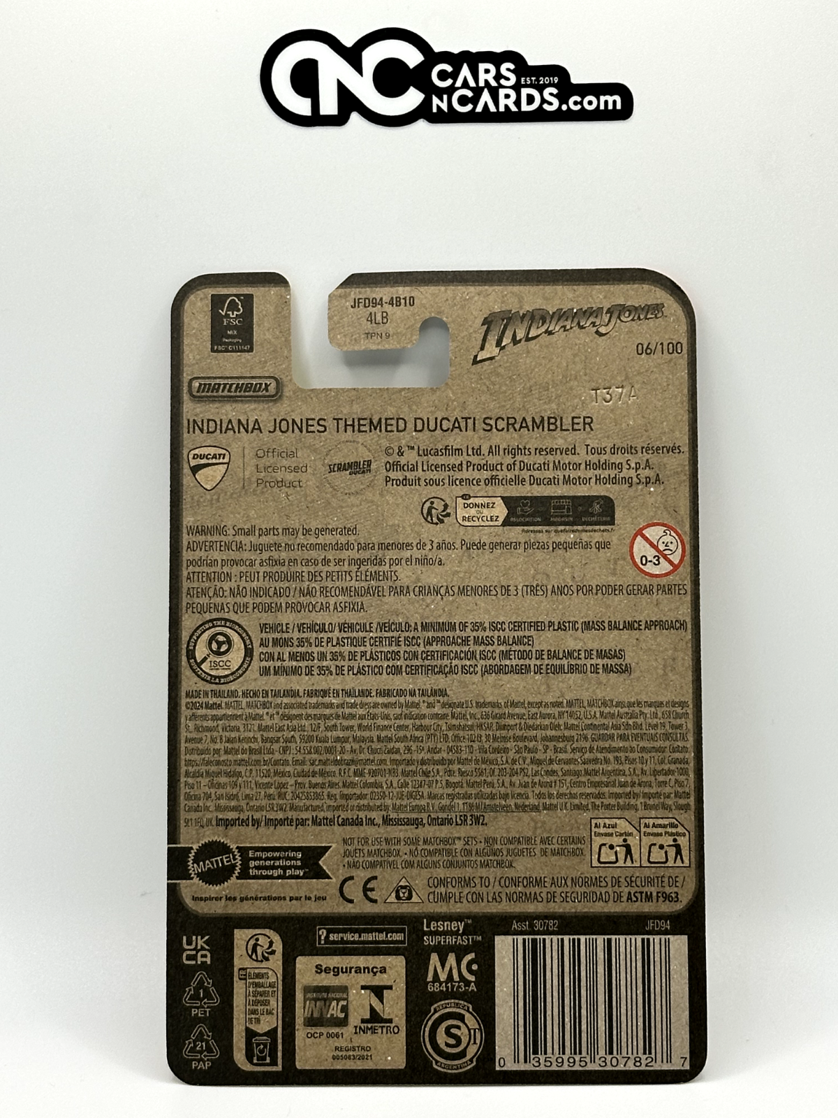 2024 Matchbox Indiana Jones Themed Ducati Scrambler 06/100