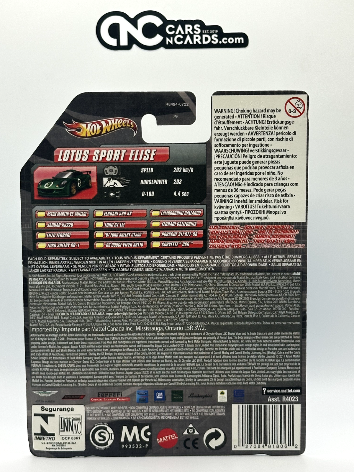2010 Hot Wheels Speed Machines Lotus Sport Elise (Bent Corner)