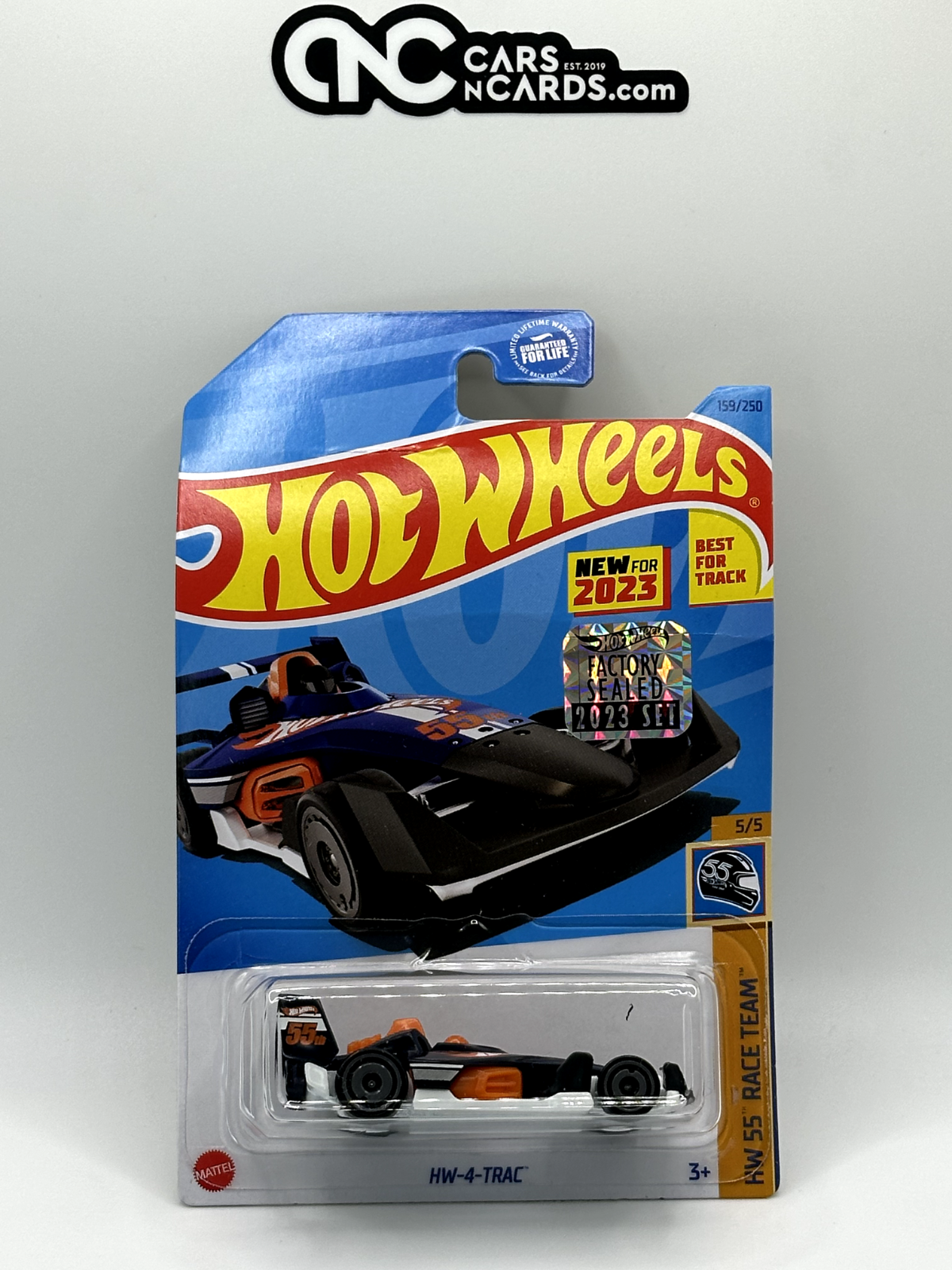2023 Hot Wheels RLC Factory Sealed HW 55 Race Team HW-4-Trac Blue (Card Crease)