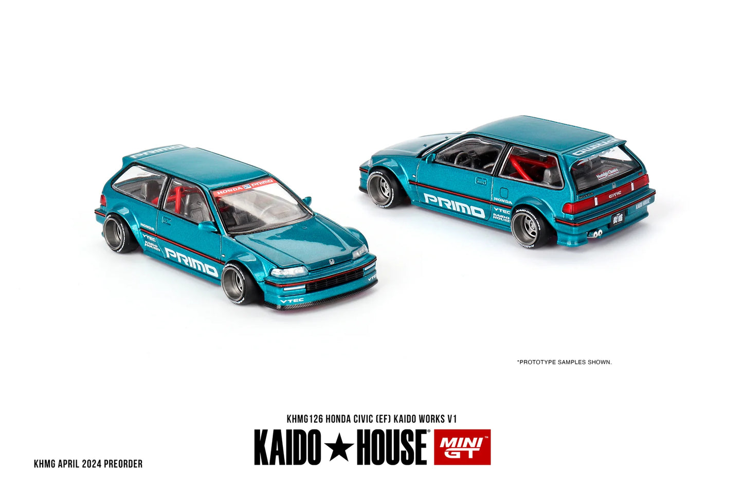 Kaido House x Mini GT Honda Civic EF Kaido Works V1 Tahitian Green Sealed