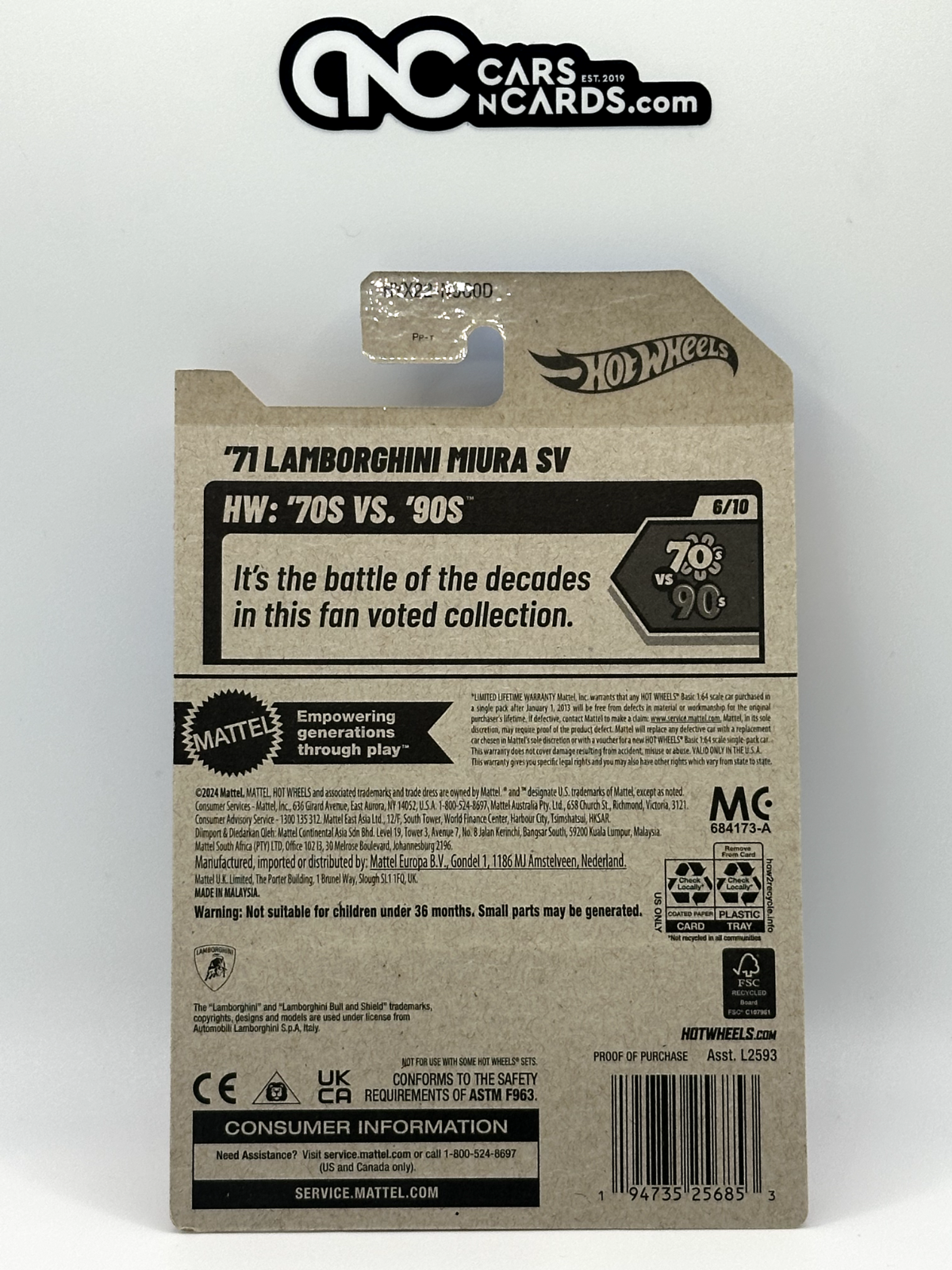 2025 Hot Wheels HW: '70s Vs. '90s 6/10 '71 Lamborghini Miura SV