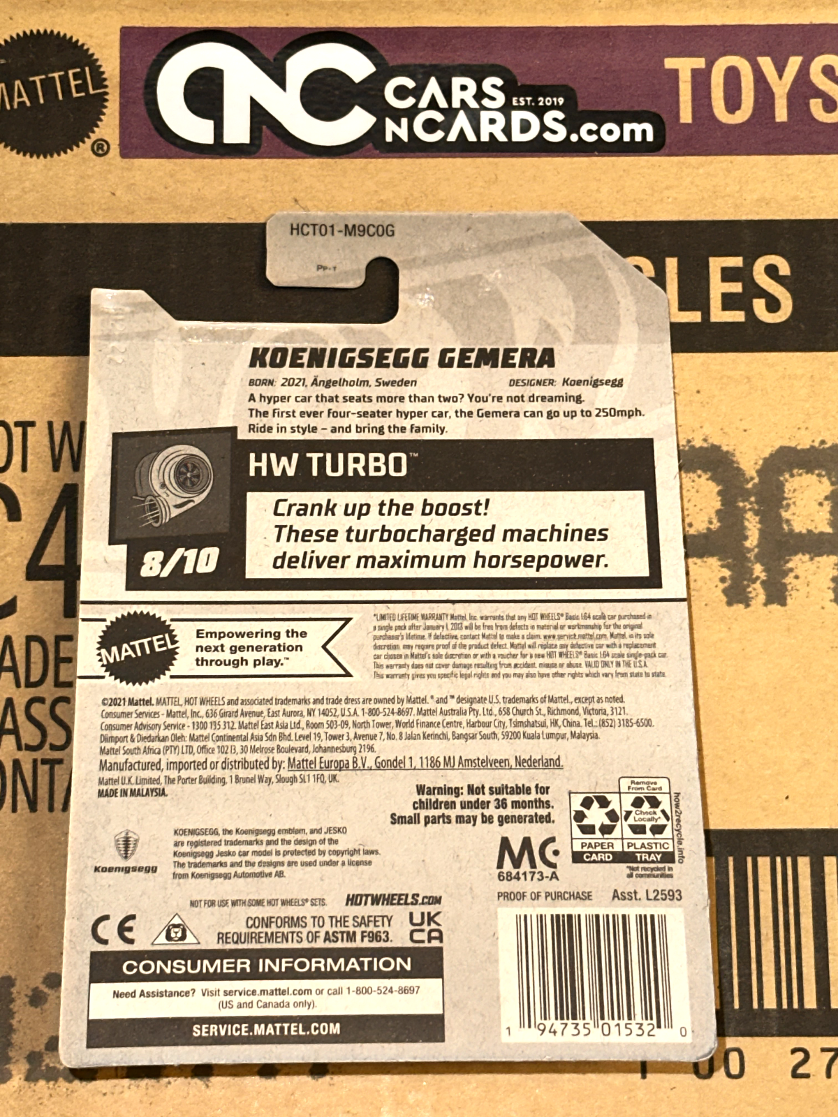 2022 Hot Wheels HW Turbo 8/10 Koenigsegg Gemera Grey NIP