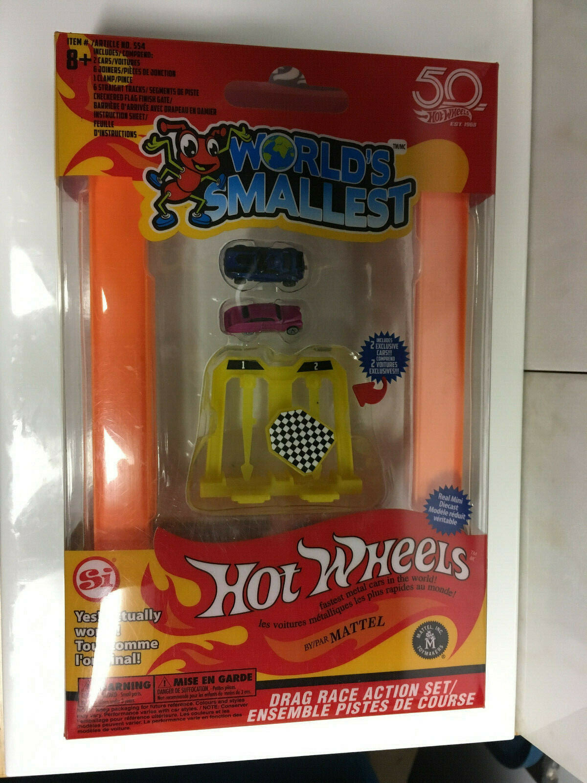RARE ERROR World's Smallest Hot Wheels Drag Race Action Set NIP PACKAGING ERROR