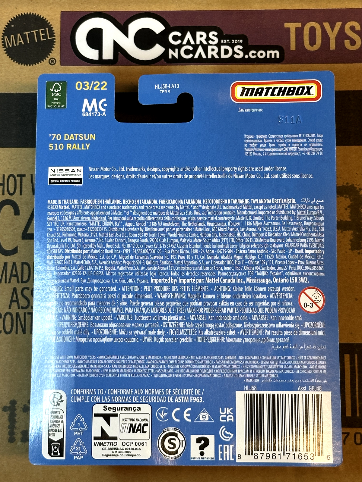 2023 Matchbox Collectors Series Real Riders 03/22 '70 Datsun 510 Rally NIP