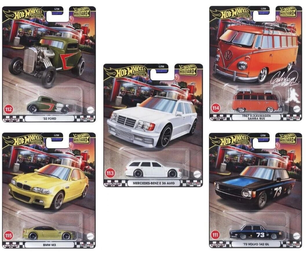 2024 Hot Wheels Premium Boulevard #111-115 Full Set of 5 Cars E36/M3/Samba Bus