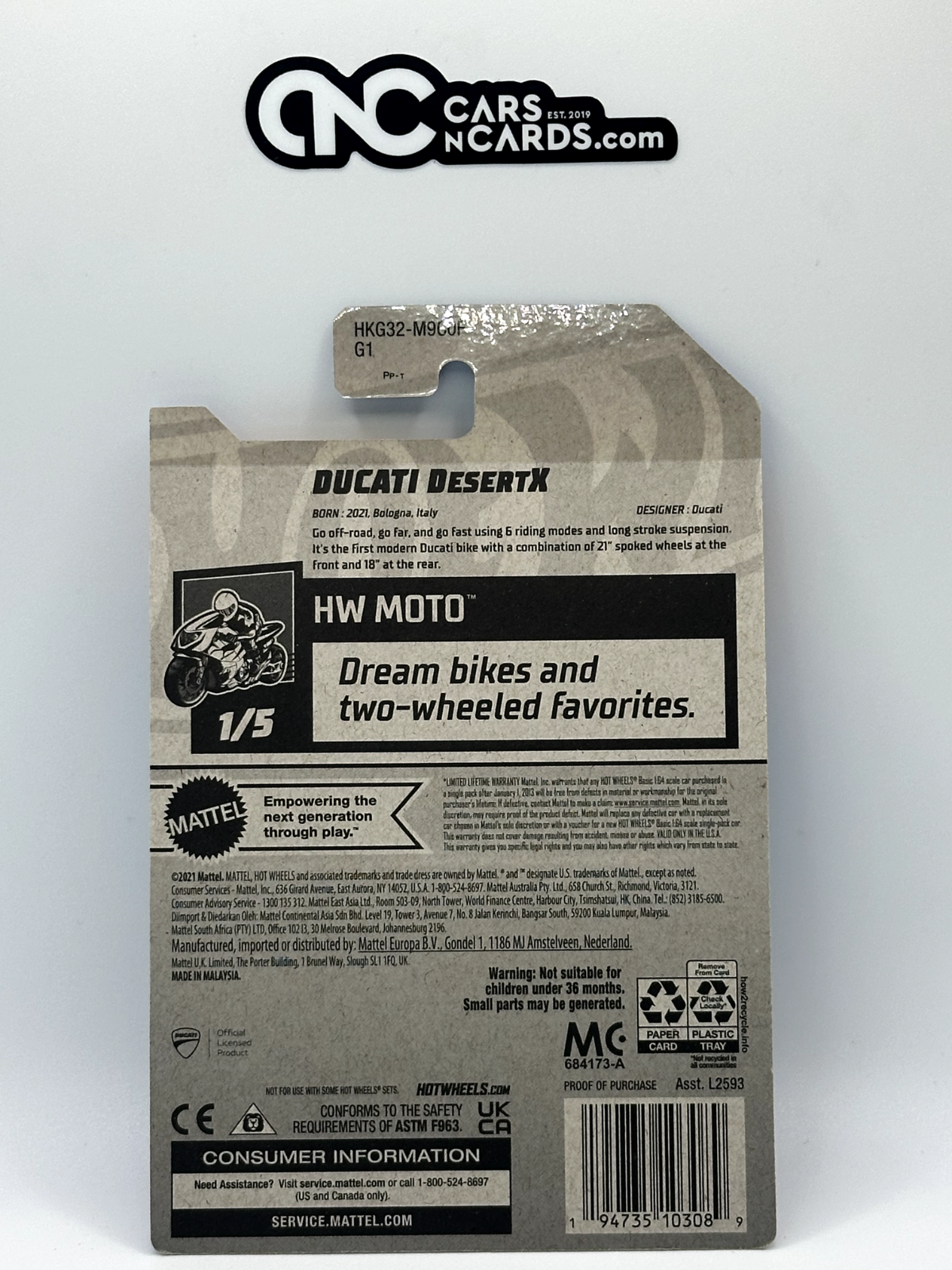 2023 Hot Wheels RLC Factory Sealed HW Moto 1/5 Ducati DesertX White