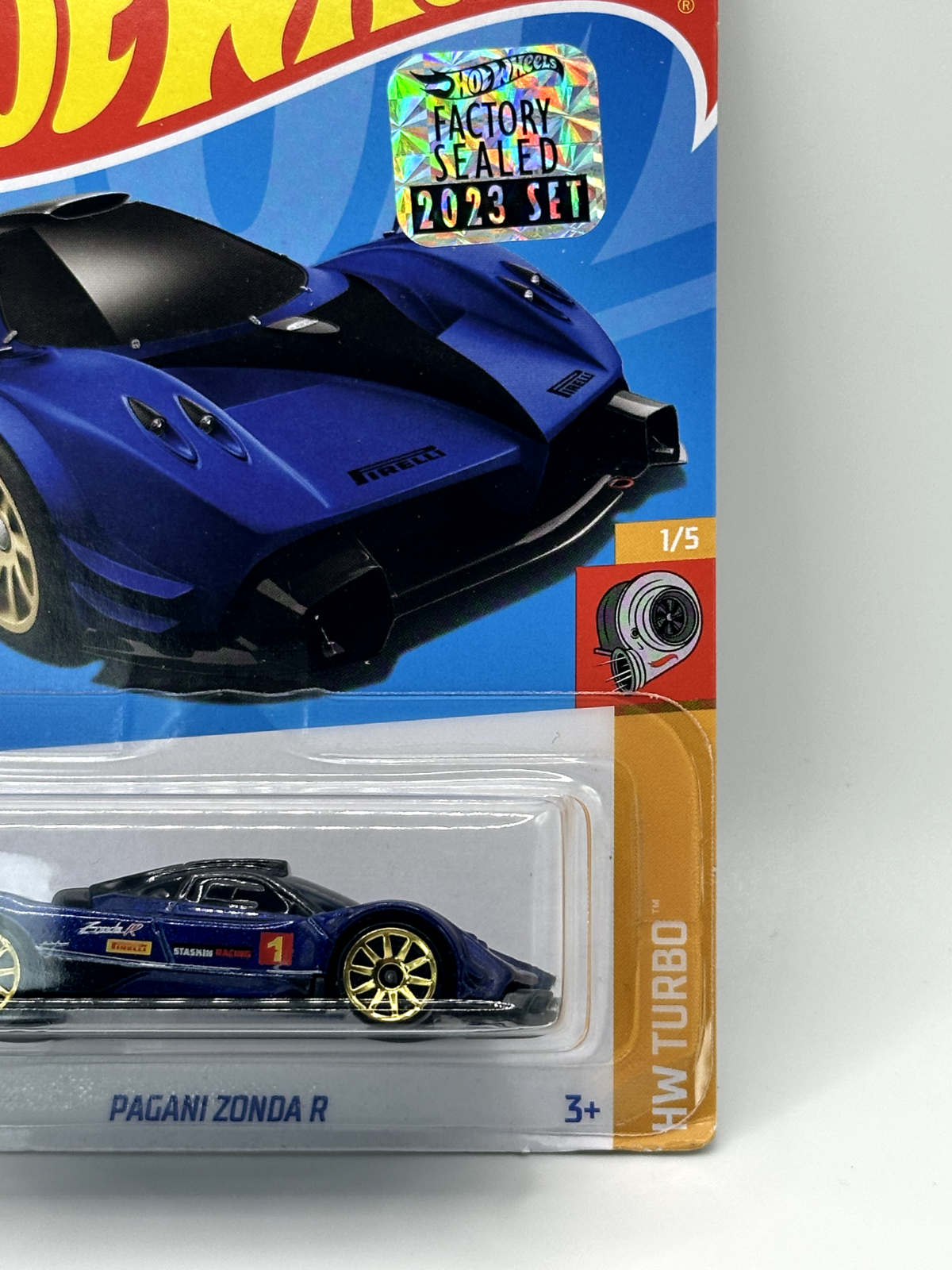 2023 Hot Wheels RLC Factory Sealed HW Turbo Pagani Zonda R Blue (Soft Corner)