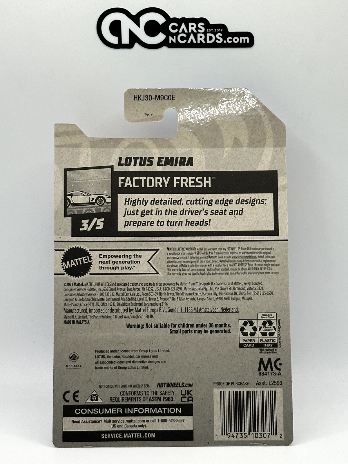 2023 Hot Wheels RLC Factory Sealed Factory Fresh 3/5 Lotus Emira (Card Crease)