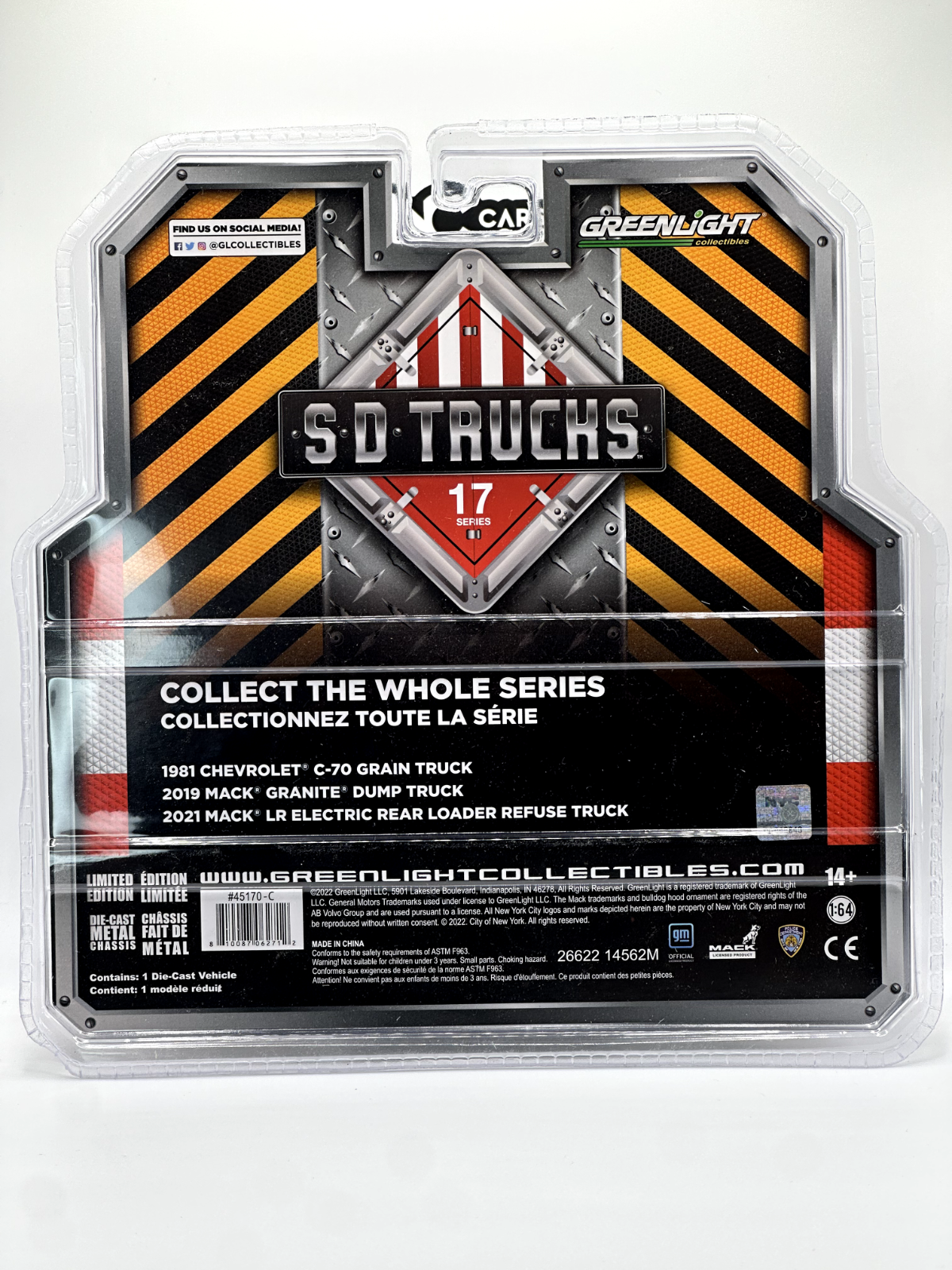 Greenlight SD Trucks DSNY 2021 Mack LR Electric Refuse Truck Green Machine Chase