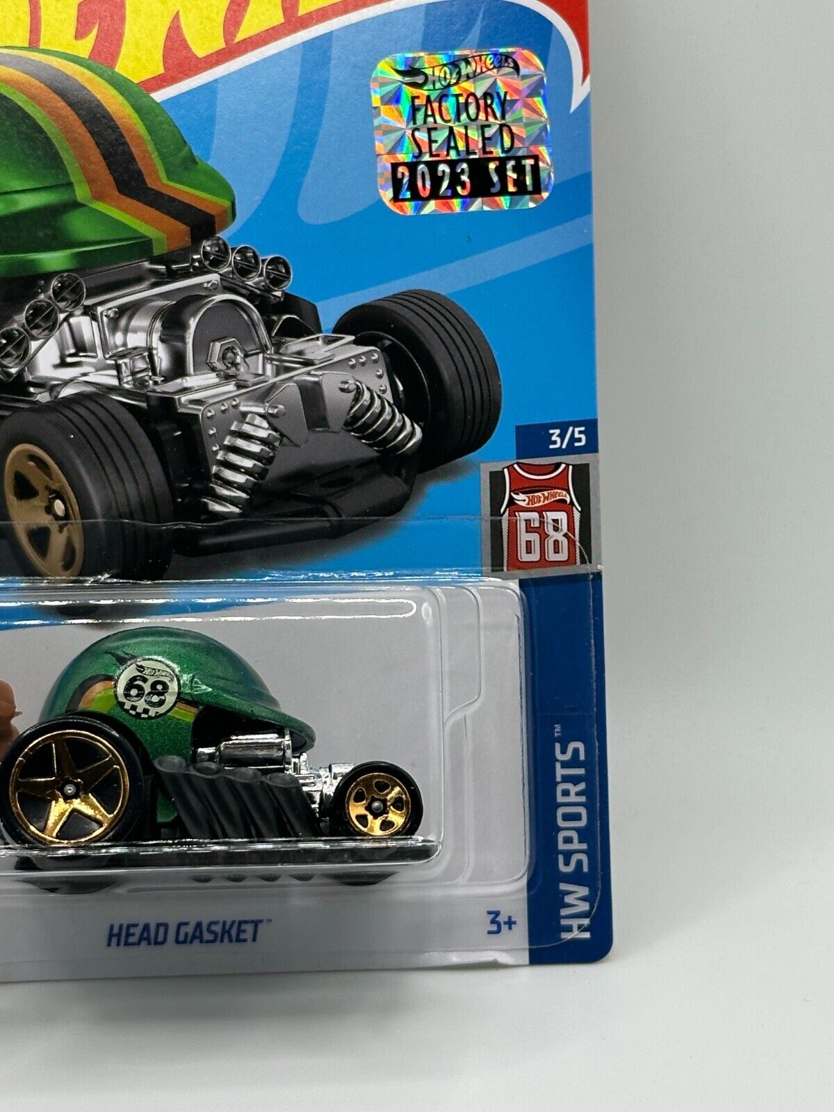2023 Hot Wheels RLC Factory Sealed HW Sports 3/5 Head Gasket Green (Card Damage)