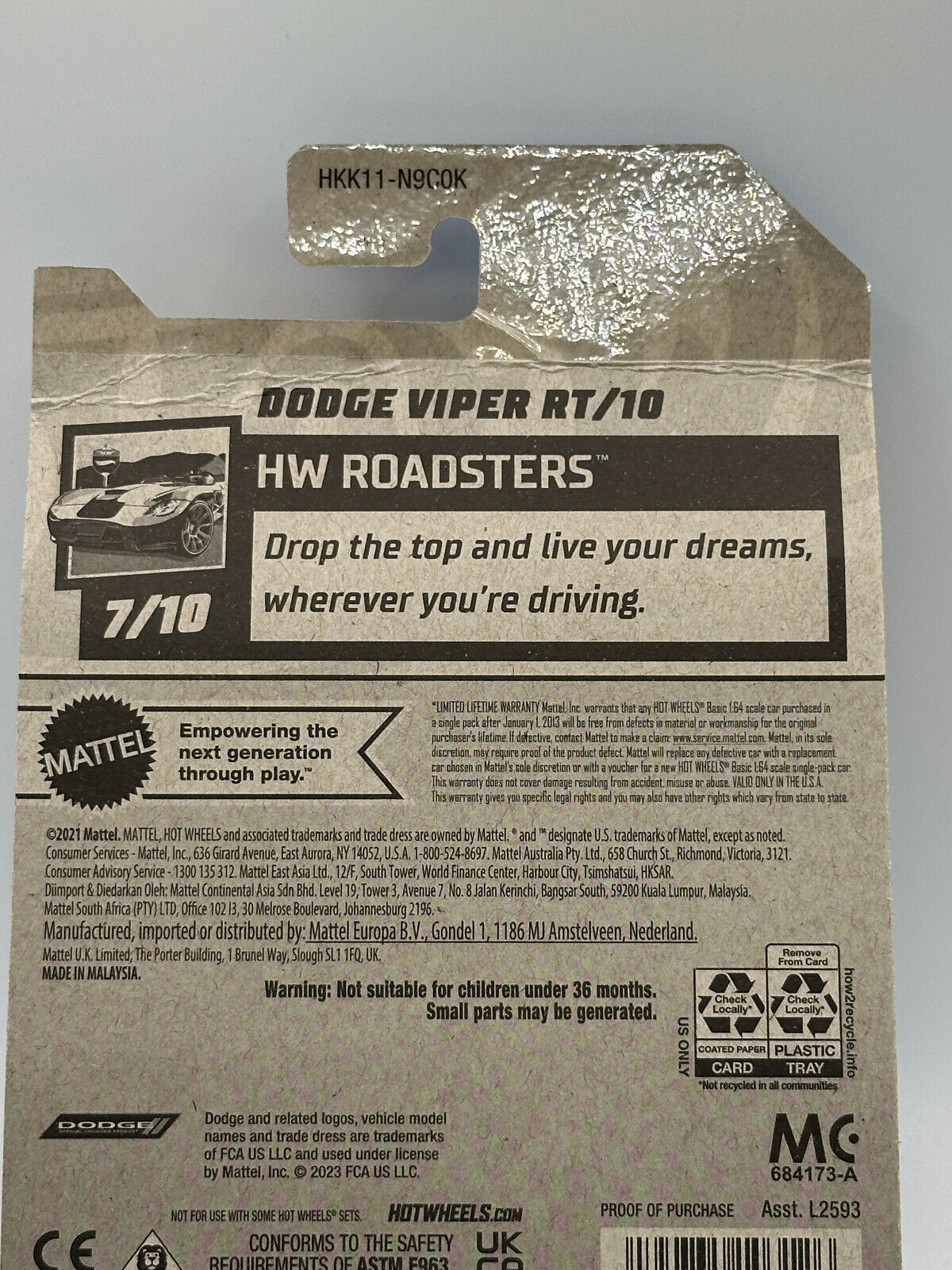 2023 Hot Wheels RLC Factory Sealed Dodge Viper RT/10 (Card Damage) 131/250