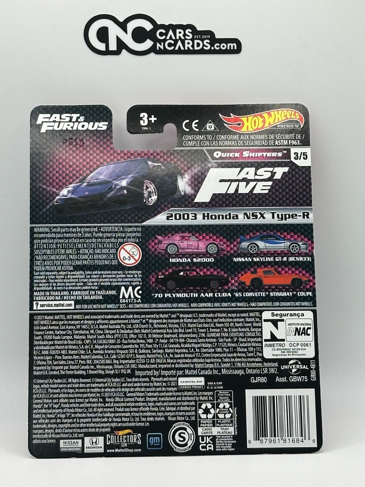 2020 Hot Wheels Premium Quick Shifters 3/5 2003 Honda NSX Type R