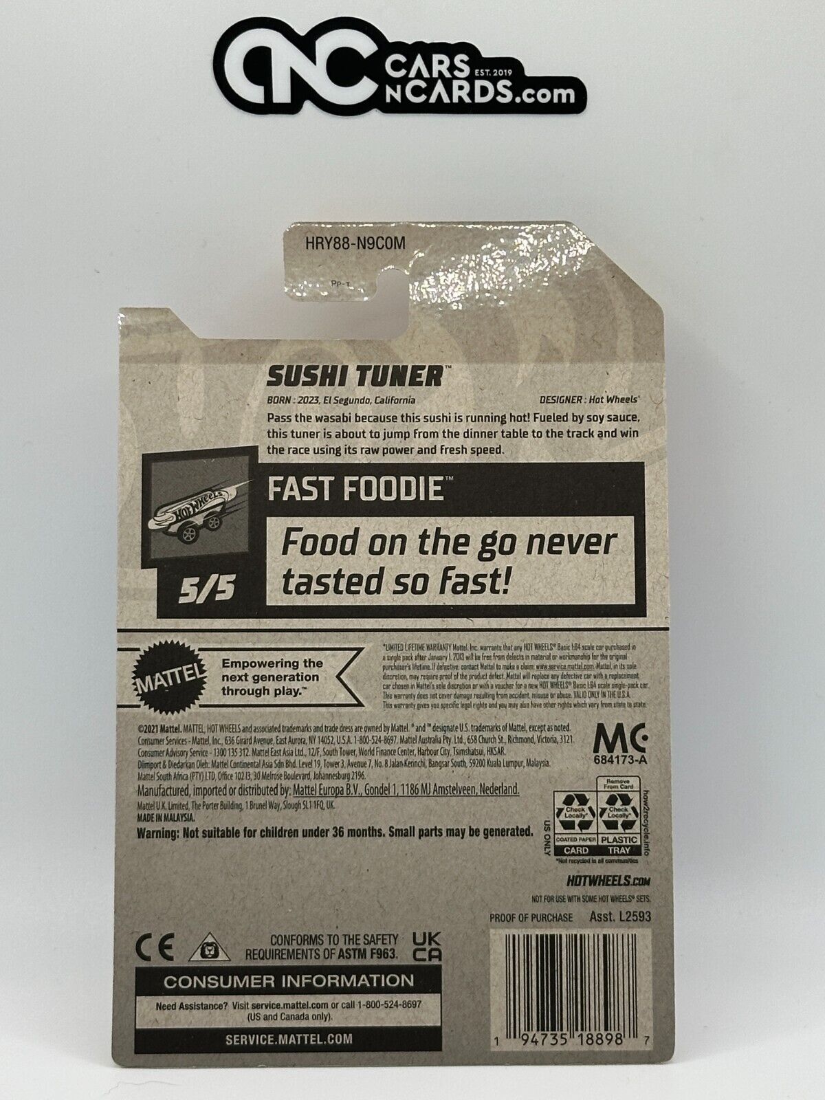 2024 Hot Wheels RLC Factory Sealed Fast Foodie 5/5 Sushi Tuner (Card Crease)