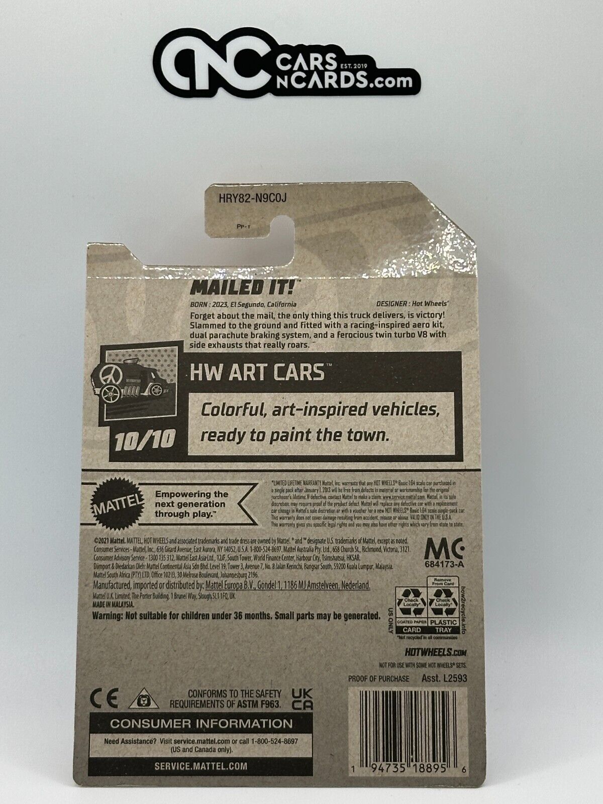 2024 Hot Wheels RLC Factory Sealed HW Art Cars 10/10 Mailed It! 164/250 Blue