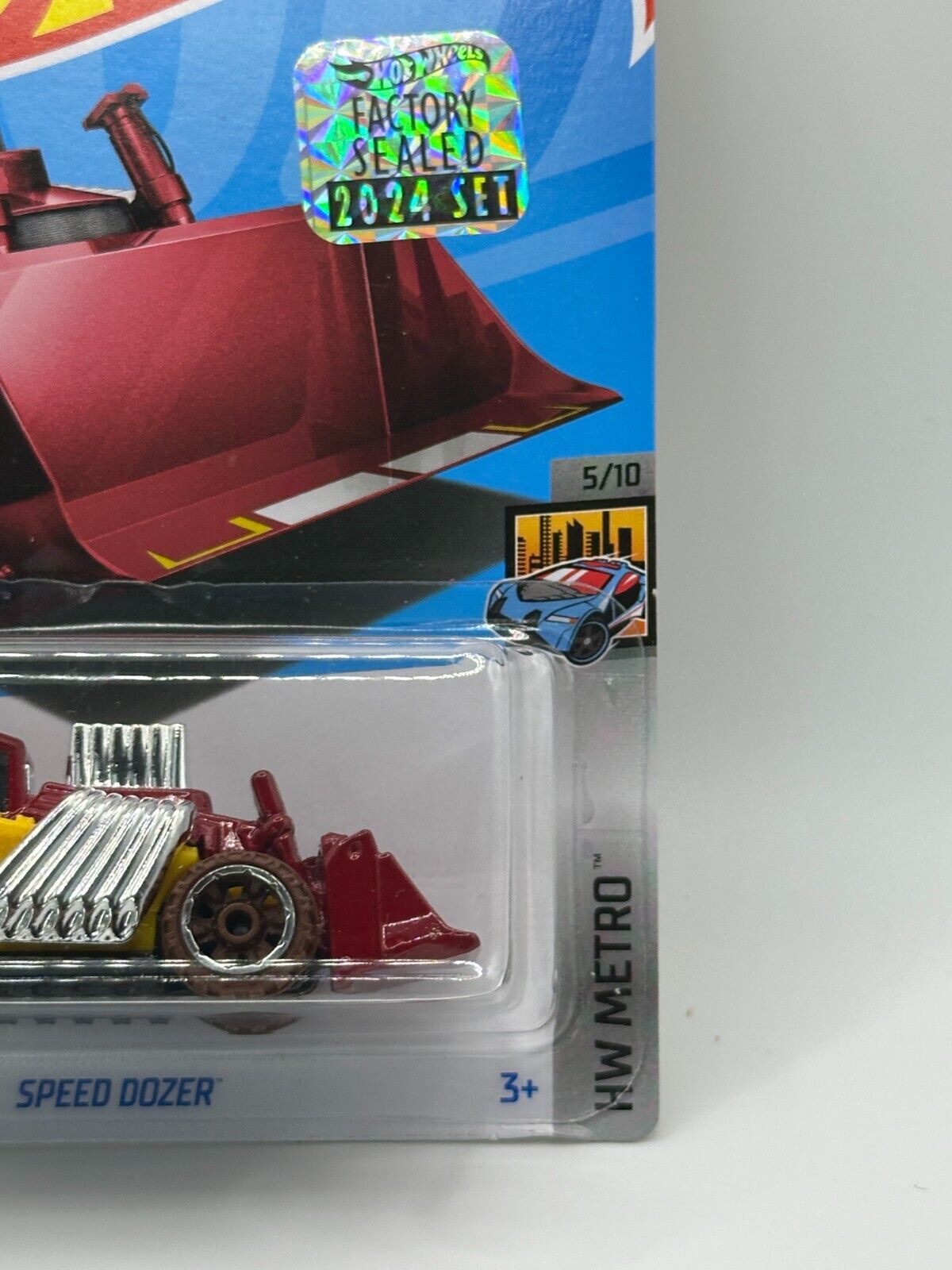 2024 Hot Wheels RLC Factory Sealed HW Metro 5/10 Speed Dozer Red (Card Crease)