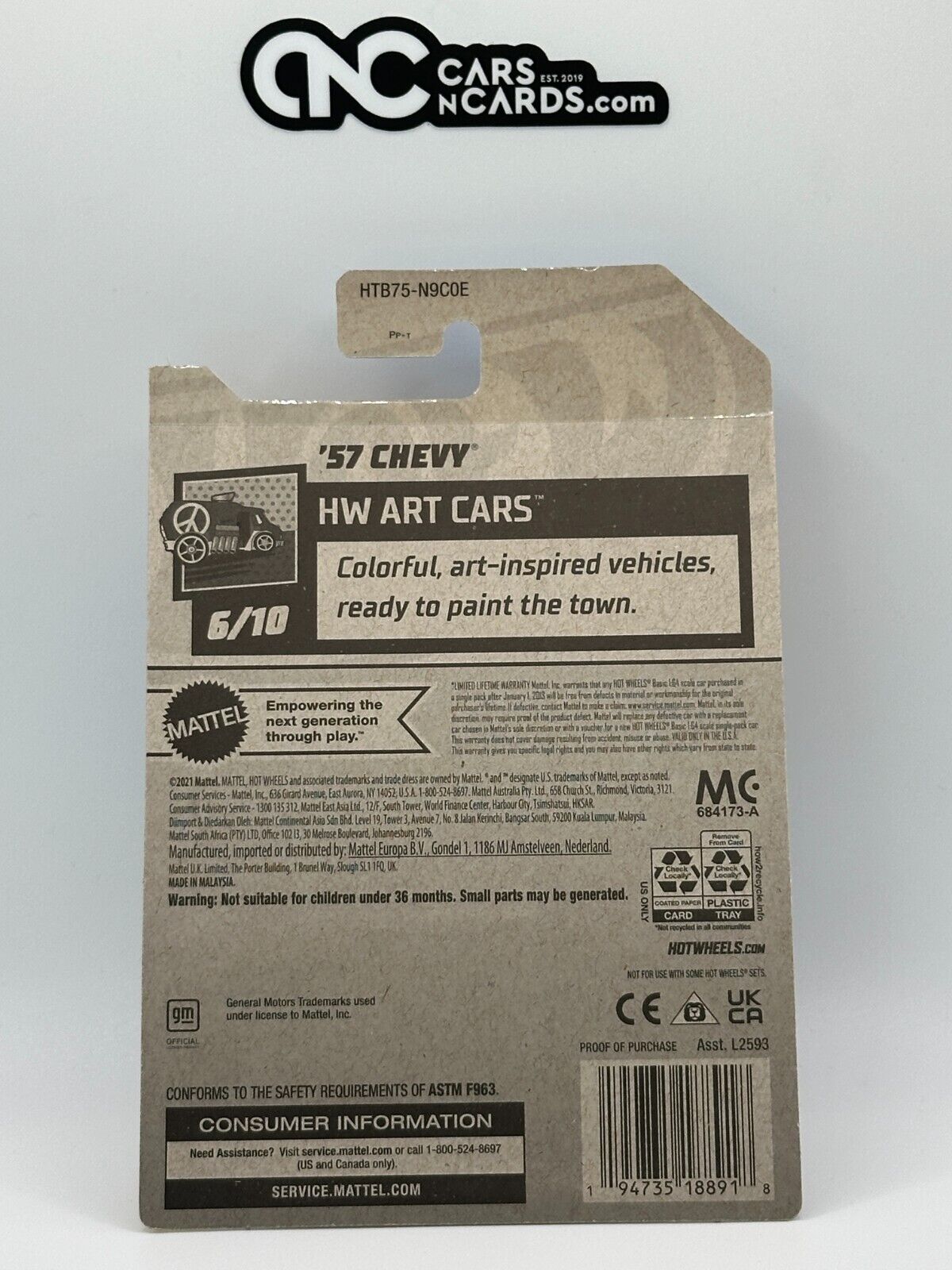 2024 Hot Wheels RLC Factory Sealed HW Art Cars 6/10 '57 Chevy 121/250 Black