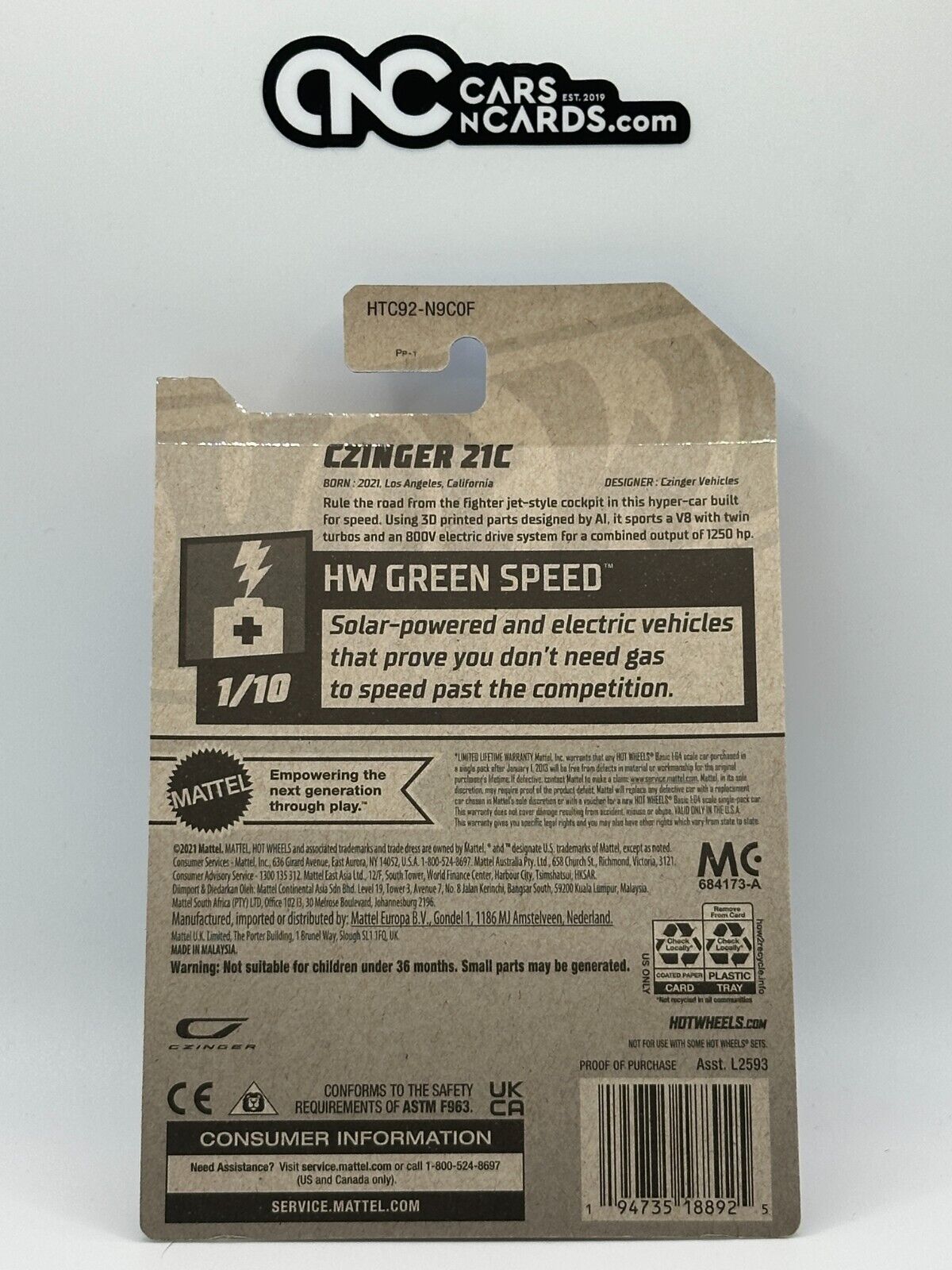 2024 Hot Wheels RLC Factory Sealed HW Green Speed 1/10 Czinger 21C Red 13/250