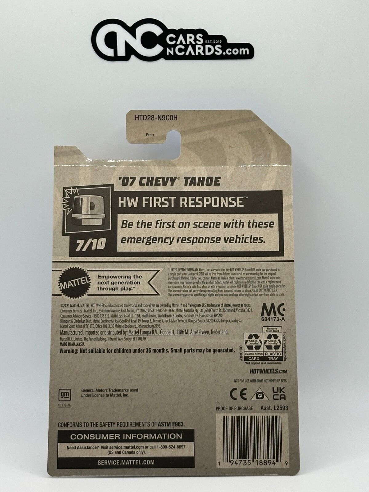 2024 Hot Wheels RLC Factory Sealed First Response 7/10 '07 Chevy Tahoe 57/250