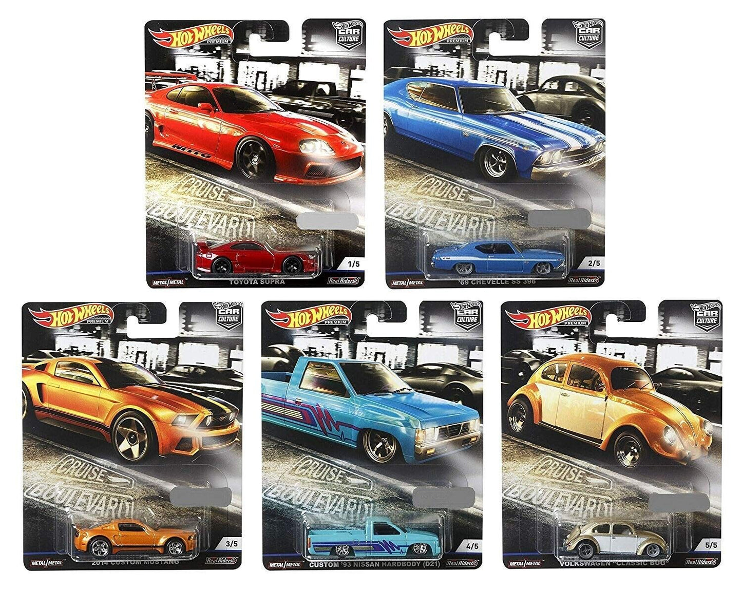 2019 Hot Wheels Premium Cruise Boulevard Full Set of 5 Cars (Small Crack Supra)