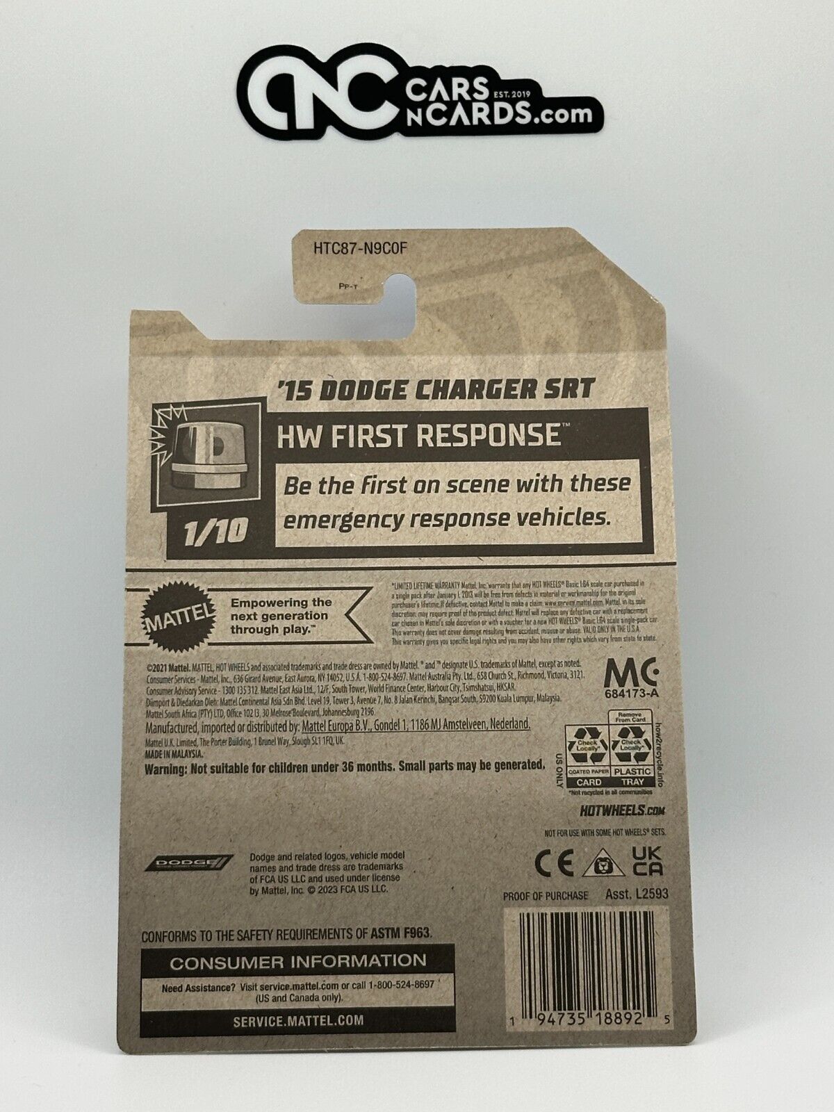 2024 Hot Wheels RLC Factory Sealed HW First Response 1/10 '15 Dodge Charger SRT