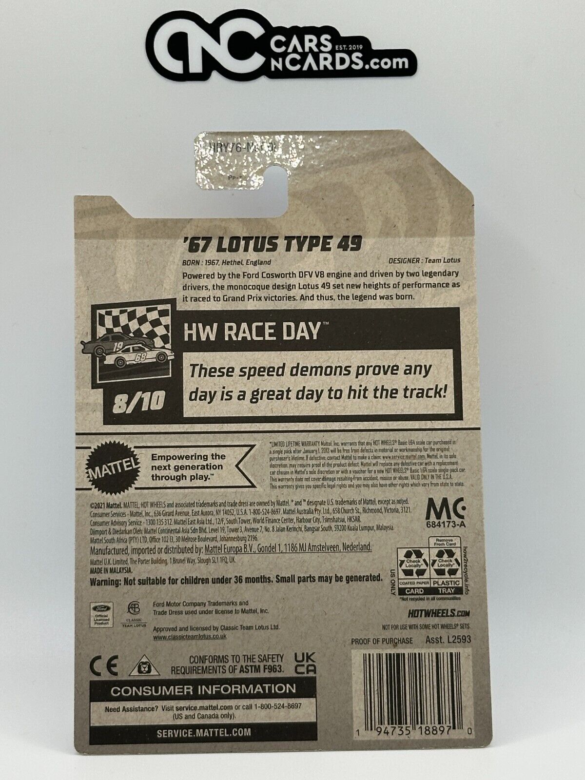 2024 Hot Wheels RLC Factory Sealed Race Day '67 Lotus Type 49 (Cracked Blister)
