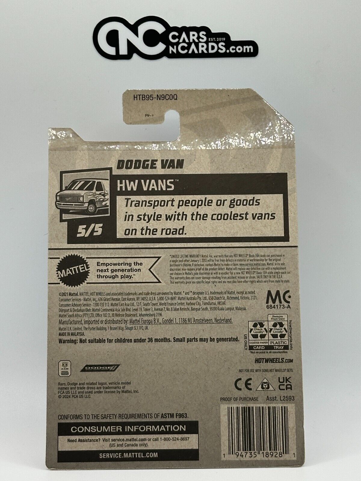 2024 Hot Wheels RLC Factory Sealed HW Vans 5/5 Dodge Van Black (Cracked Blister)