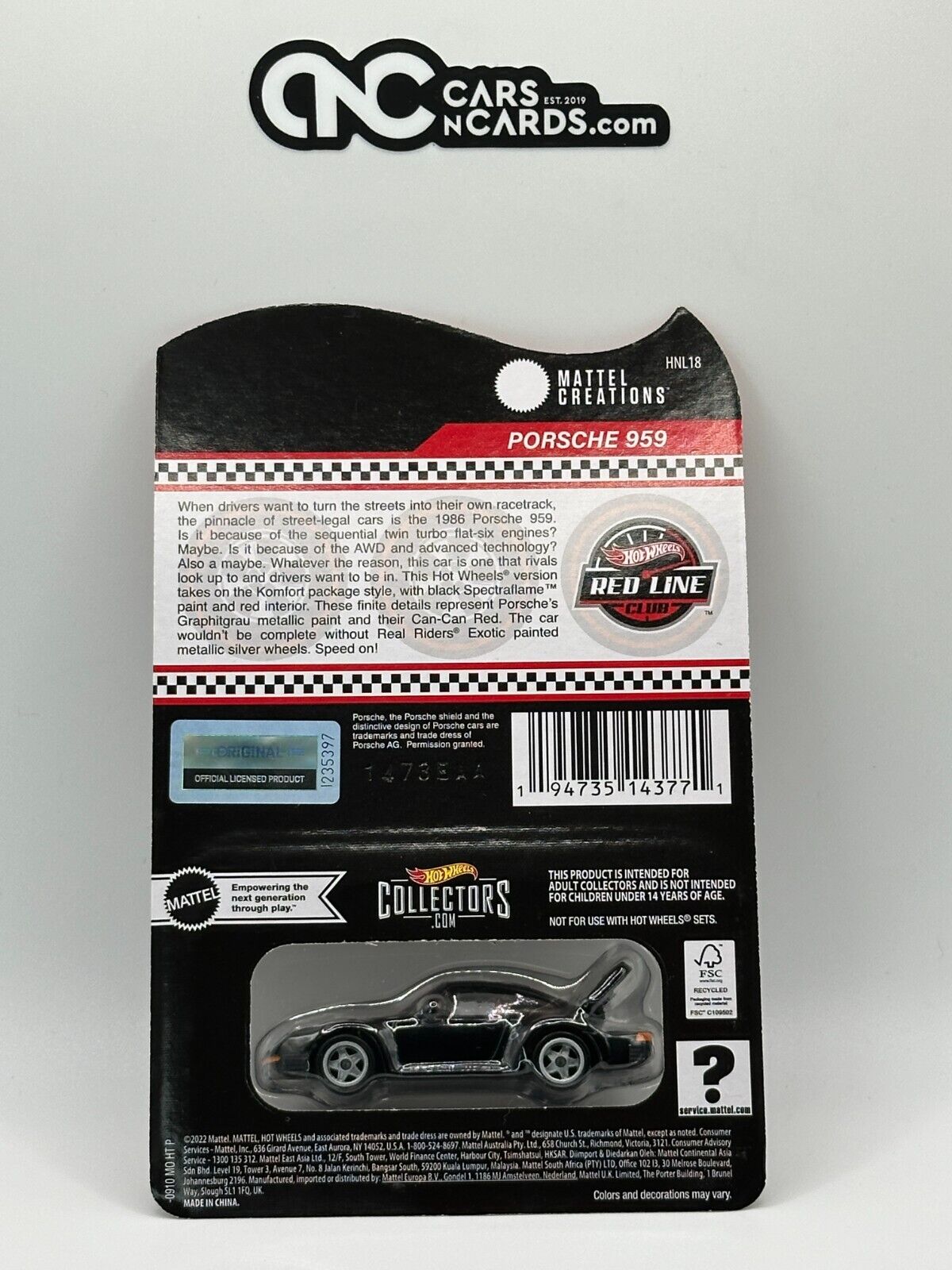 2023 Hot Wheels RLC Porsche 959 Black With Protector