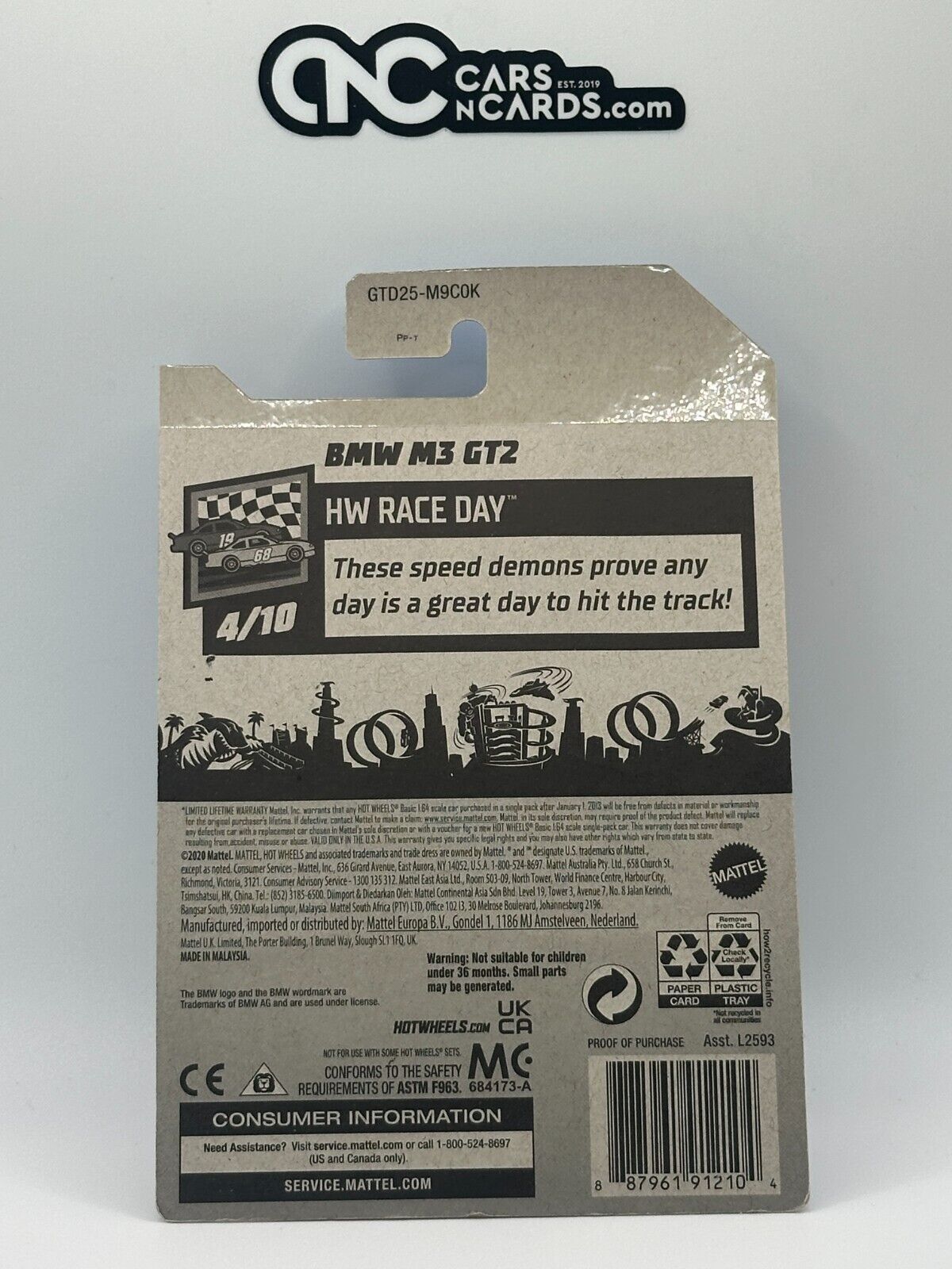 2021 Hot Wheels HW Race Day 4/10 Zamac BMW M3 GT2