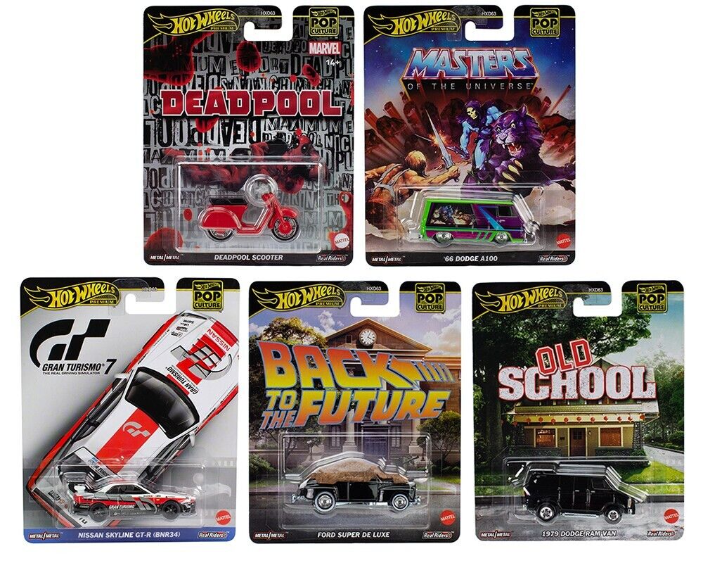 2025 Hot Wheels Premium Pop Culture Assortment J Full Set of 5 Cars