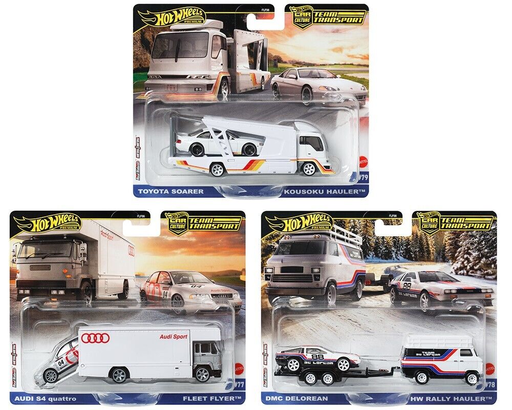 2025 Hot Wheels Premium Team Transport F Case Set of 3 (Audi/Toyota/DMC)