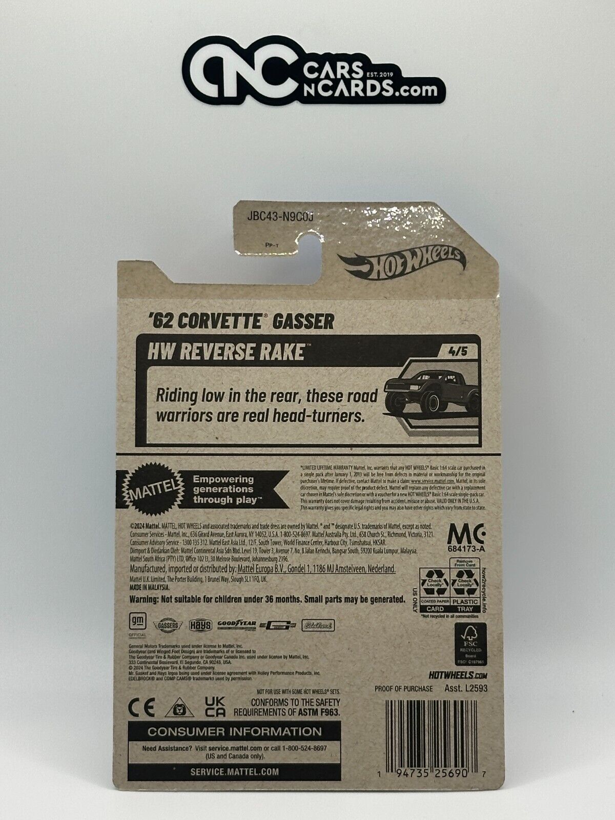 2025 Hot Wheels '62 Corvette Gasser Super Treasure Hunt With Protector