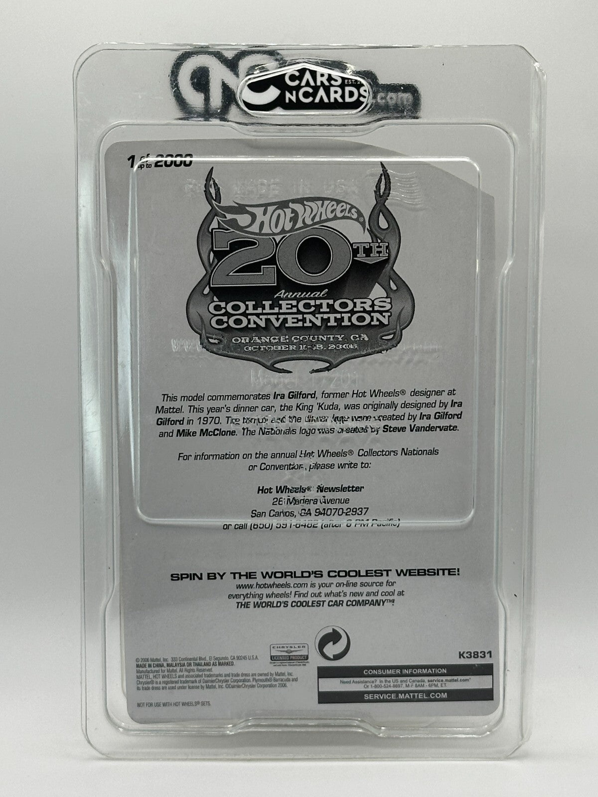 2007 Hot Wheels 20th Annual Collectors Convention 1 of 2000 King Kuda