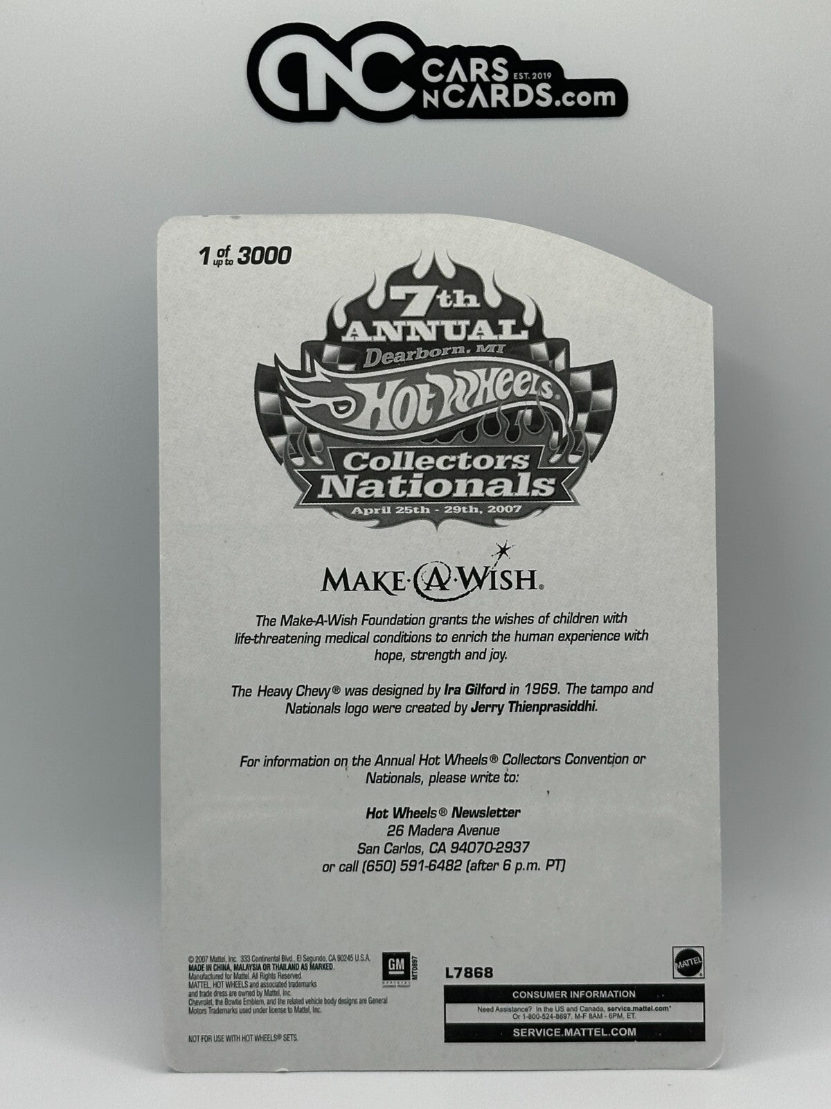 2007 Hot Wheels 7th Annual Collectors Nationals Make-A-Wish Heavy Chevy 1/3000