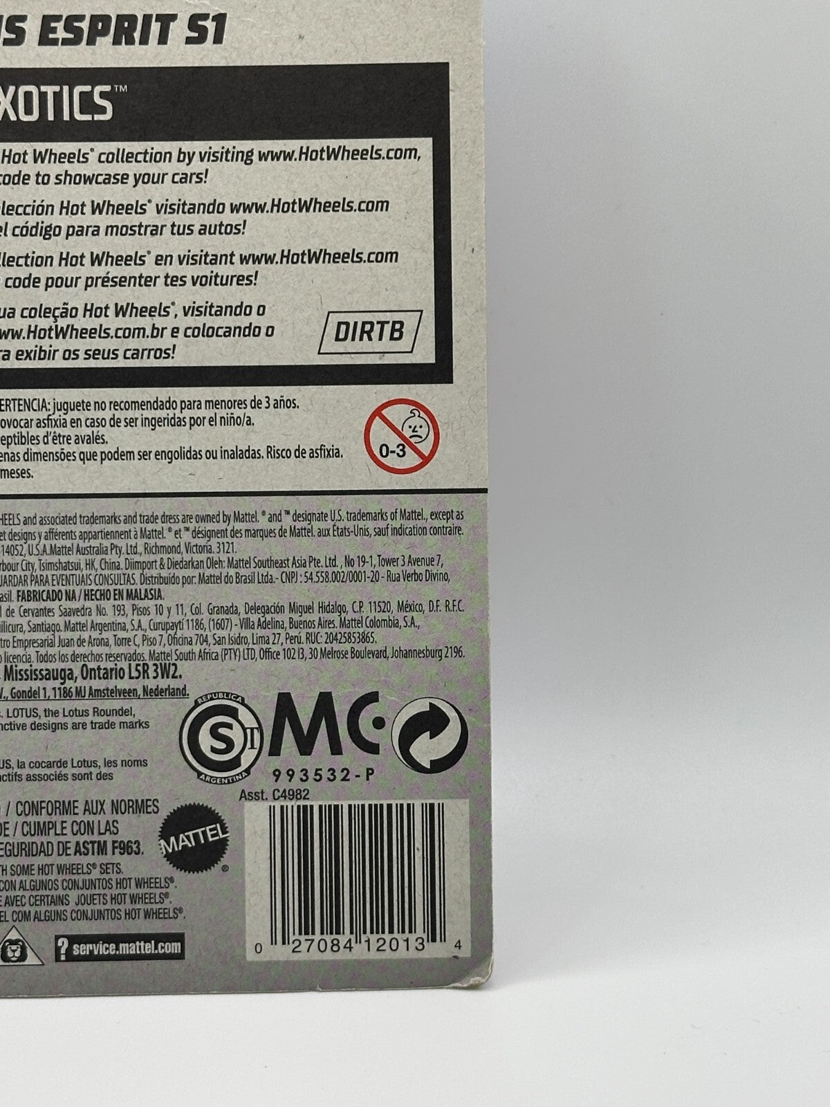 2018 Hot Wheels HW Exotics 7/10 Lotus Esprit S1 Orange (Soft Corners)