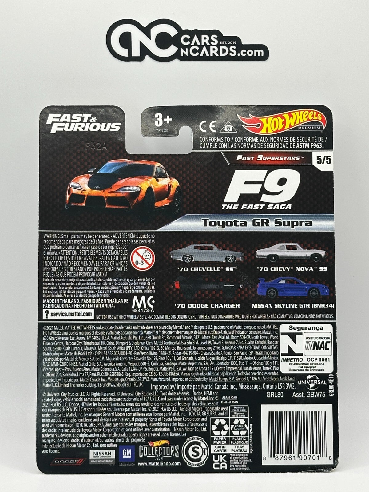 2021 Hot Wheels Premium Fast & Furious Toyota GR Supra (Cracked Blister)