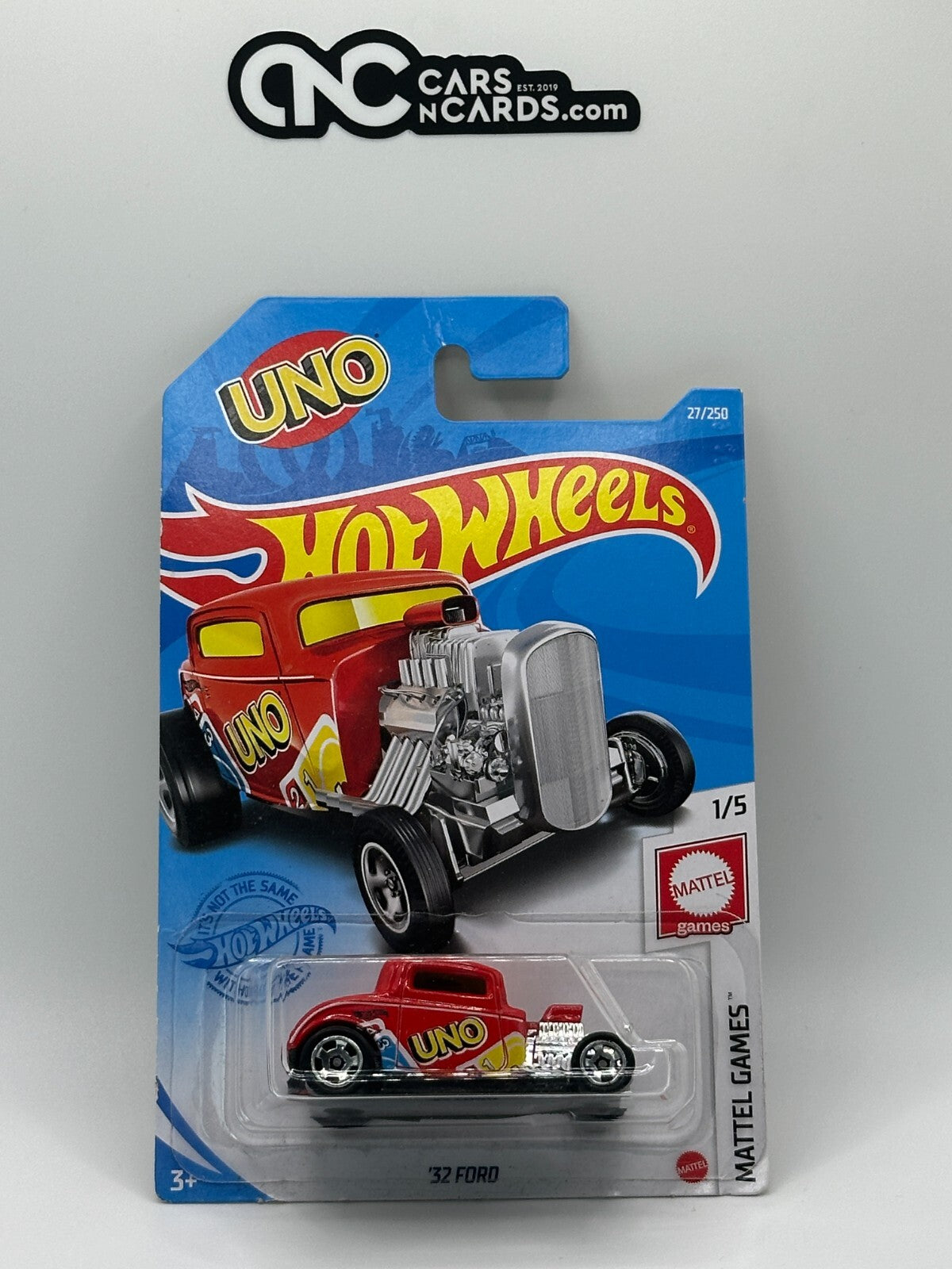 2021 Hot Wheels Mattel Games 1/5 '32 Ford UNO (Card Damage)