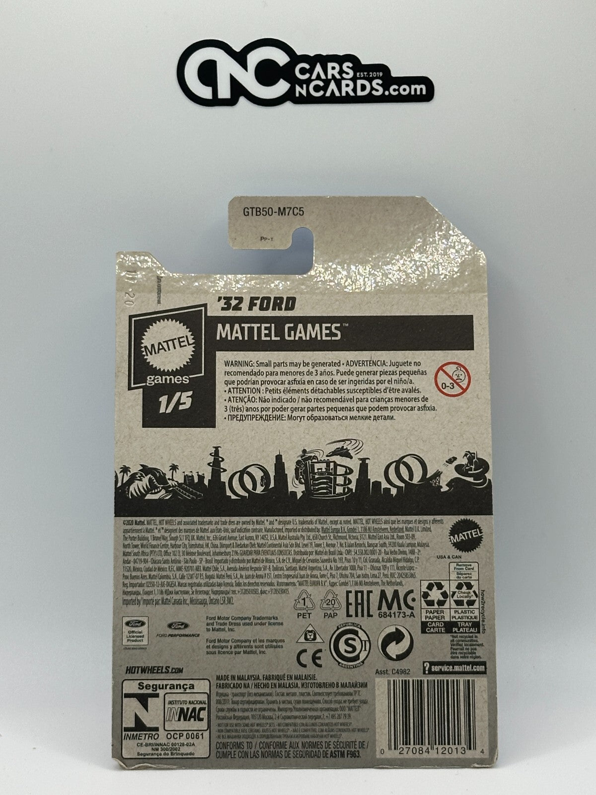 2021 Hot Wheels Mattel Games 1/5 '32 Ford DOS (Card Damage)
